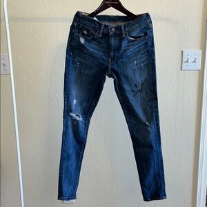 Ralph Lauren Blue Skinny Jeans with Modern Distressing